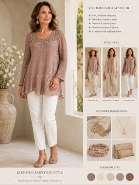 Simply Couture XL Cotton Boho Lace Mixed Media Tunic Top Taupe Blush Fairycore